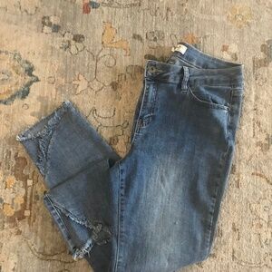 Medium Blue Women’s Jeans with Frayed Tulip Hem-Charlie B Size 10